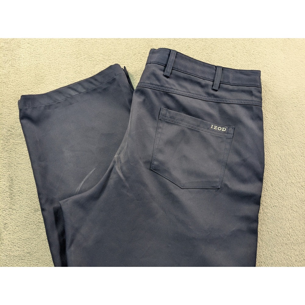 IZOD Golf Mens Slim Fit Navy Blue Performance Pants 40x30 Polyester Trousers